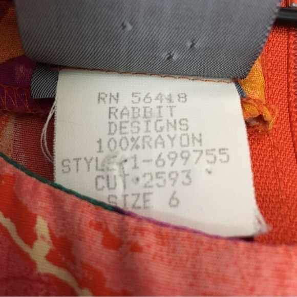 VINTAGE Rabbit Rabbit Rabbit Designs Dress Abstract Print 80s 90s Style Size 6 - Picture 10 of 12